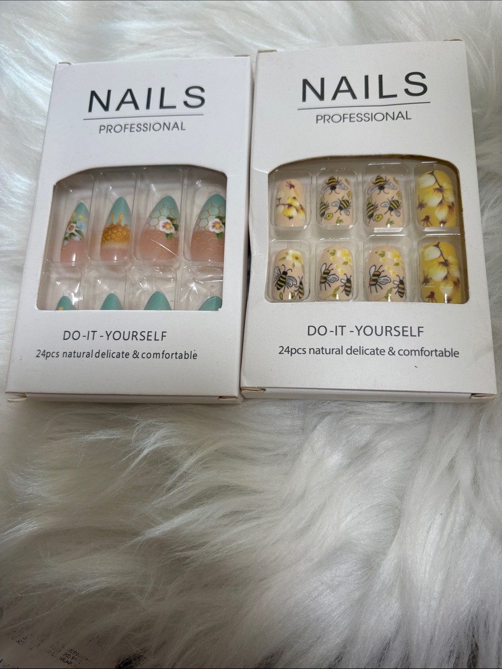 Nails at Play Floral & Bee Press-On Nail Sets - Yellow, Teal, Nude